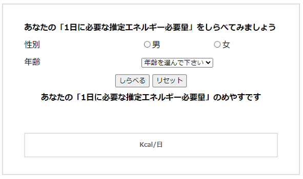 日本医師会　消費カロリー