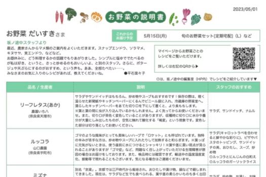 坂ノ途中　野菜の説明書